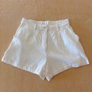 Suite 2939 pleated shorts suit Ivory Cotton Linen Blend High Waisted Small